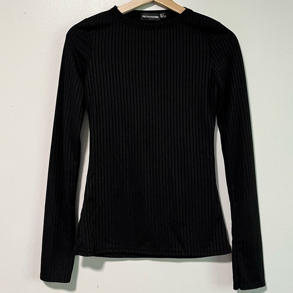 PrettyLittleThing Ribbed Long-Sleeve Top – Size US 6 / UK 8 - Picture 2 of 7